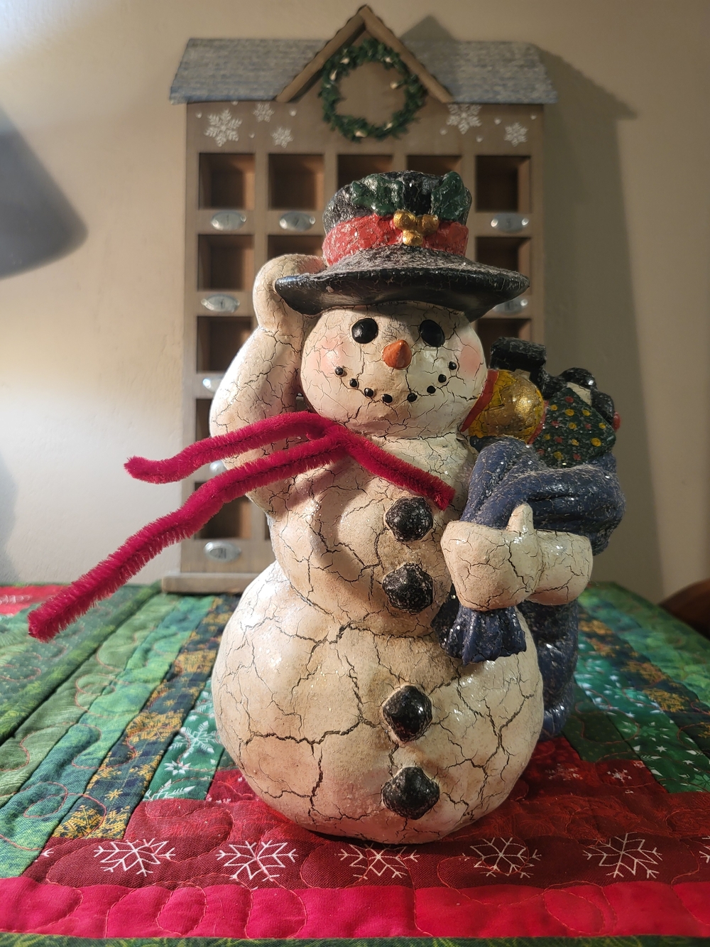 Cracker Barrel Christmas Snowman 8-1/2 Inch Figurine Original Box Vintage